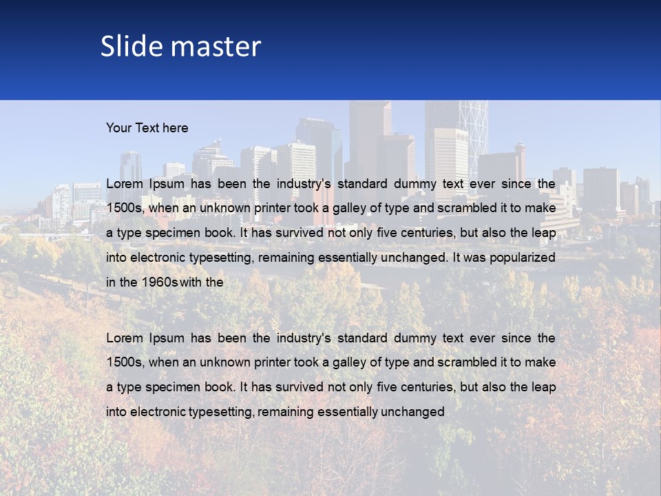A City Skyline With A River In The Foreground PowerPoint Template