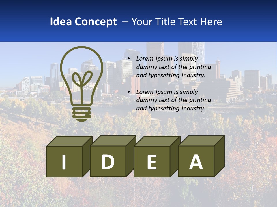 A City Skyline With A River In The Foreground PowerPoint Template