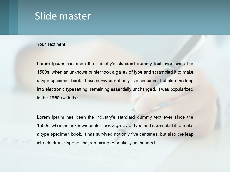 A Person Writing On A Piece Of Paper With A Pen PowerPoint Template