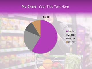 A Woman In A Grocery Store Looking Up At Her Menu PowerPoint Template
