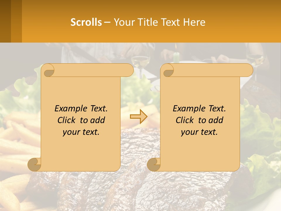 A Man And Woman Sitting At A Table With A Plate Of Food PowerPoint Template