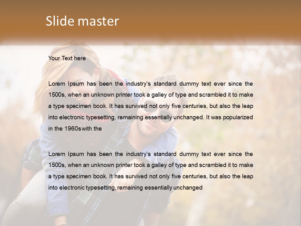 A Man Carrying A Woman On His Back PowerPoint Template