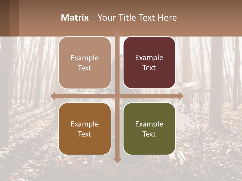 A Woman Is Playing Drums In The Woods PowerPoint Template