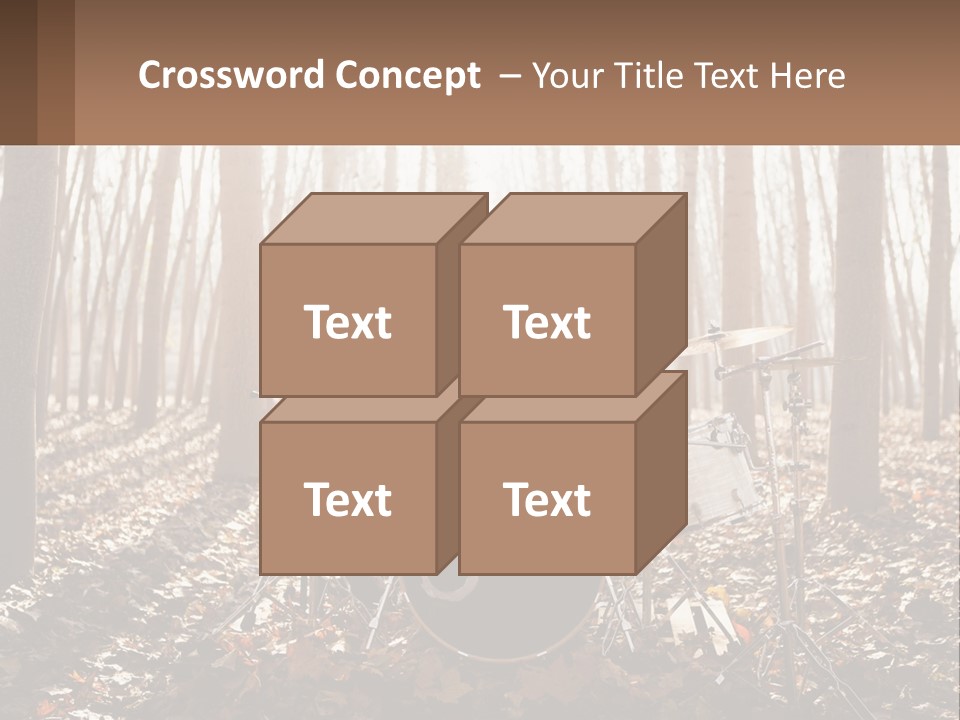 A Woman Is Playing Drums In The Woods PowerPoint Template