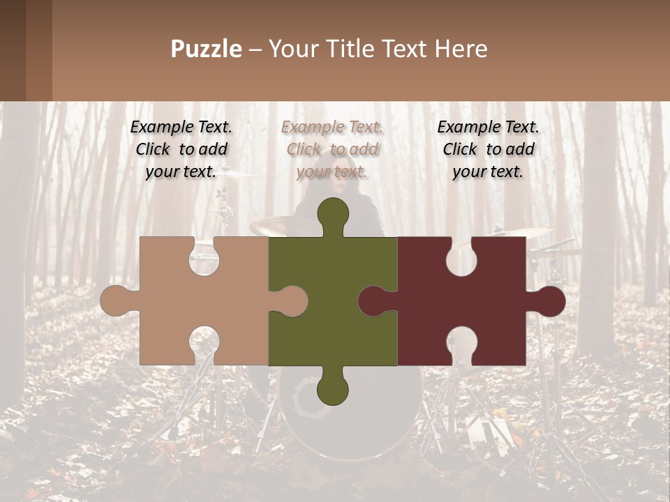 A Woman Is Playing Drums In The Woods PowerPoint Template