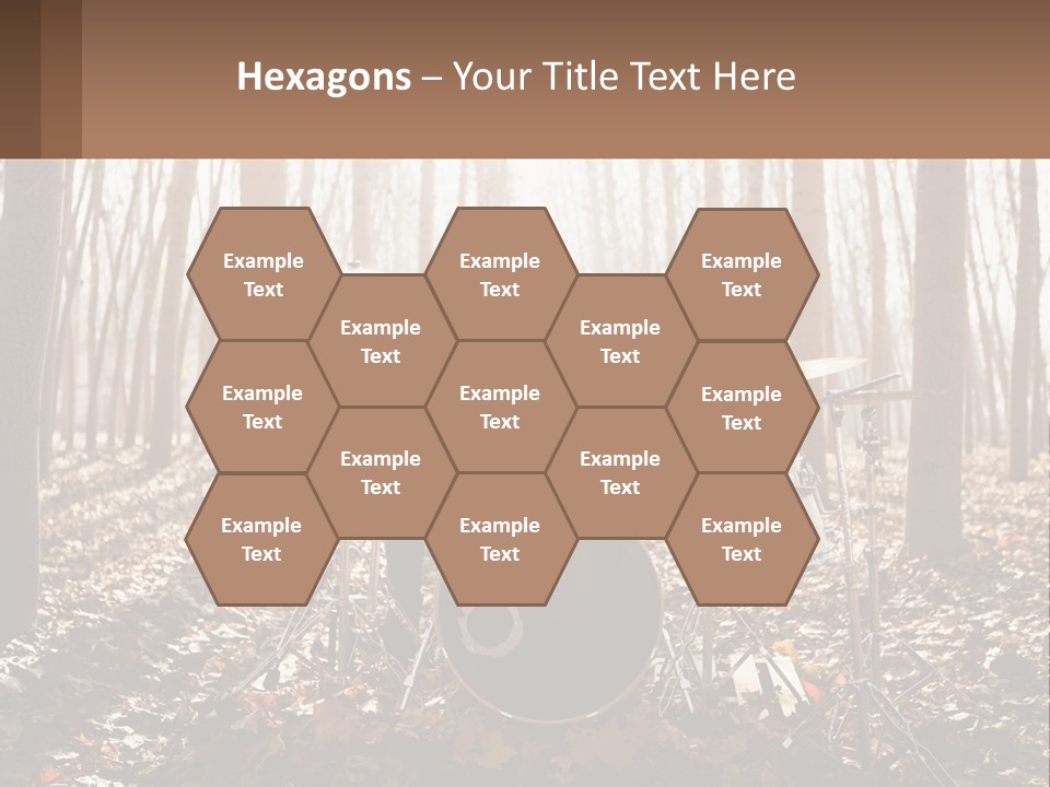 A Woman Is Playing Drums In The Woods PowerPoint Template