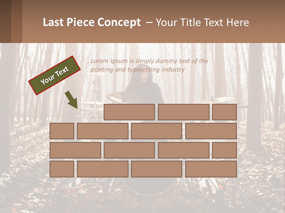 A Woman Is Playing Drums In The Woods PowerPoint Template