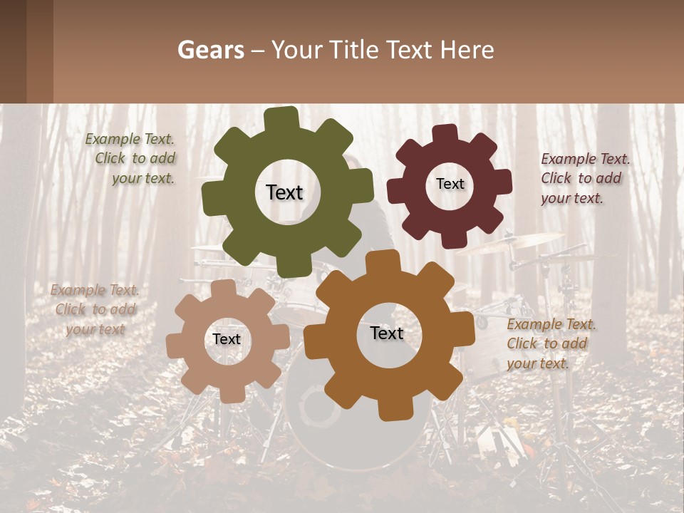 A Woman Is Playing Drums In The Woods PowerPoint Template