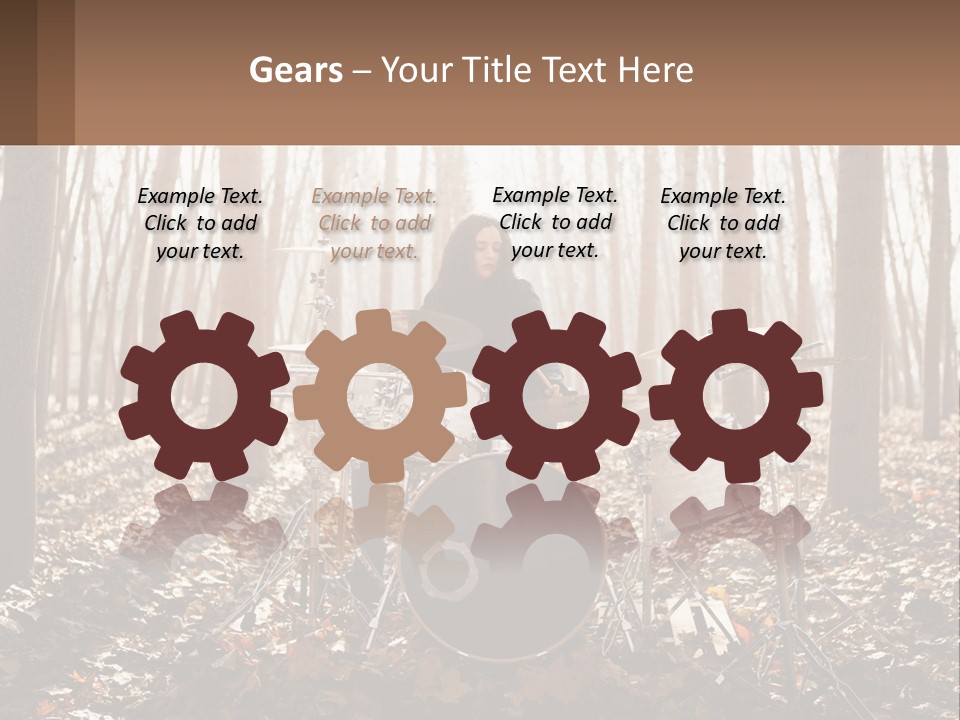 A Woman Is Playing Drums In The Woods PowerPoint Template