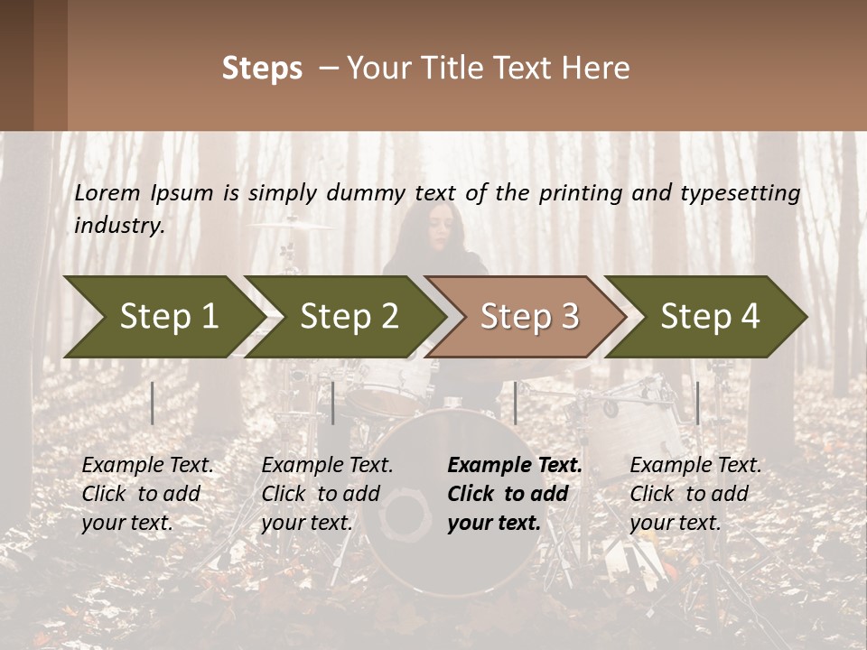 A Woman Is Playing Drums In The Woods PowerPoint Template
