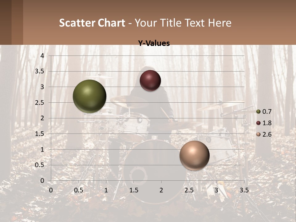 A Woman Is Playing Drums In The Woods PowerPoint Template