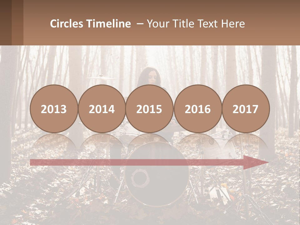 A Woman Is Playing Drums In The Woods PowerPoint Template