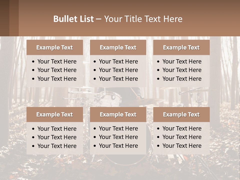 A Woman Is Playing Drums In The Woods PowerPoint Template