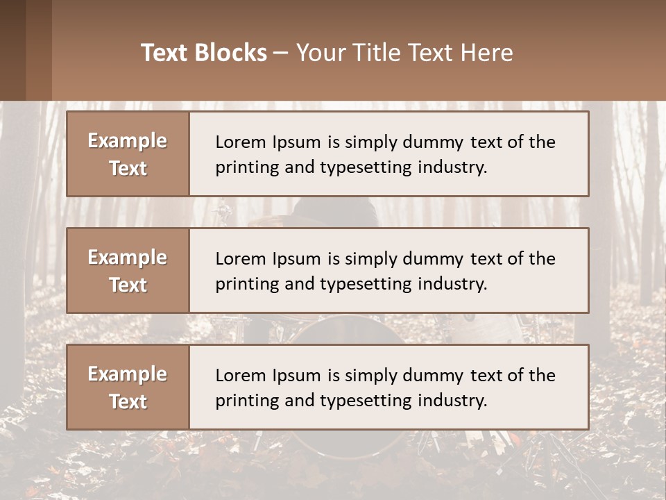 A Woman Is Playing Drums In The Woods PowerPoint Template