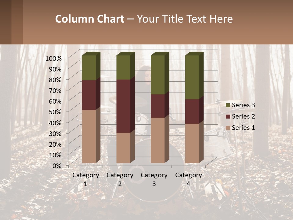 A Woman Is Playing Drums In The Woods PowerPoint Template