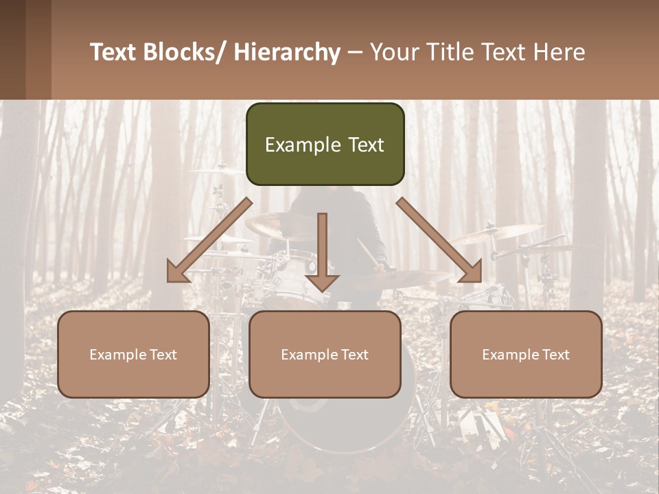 A Woman Is Playing Drums In The Woods PowerPoint Template