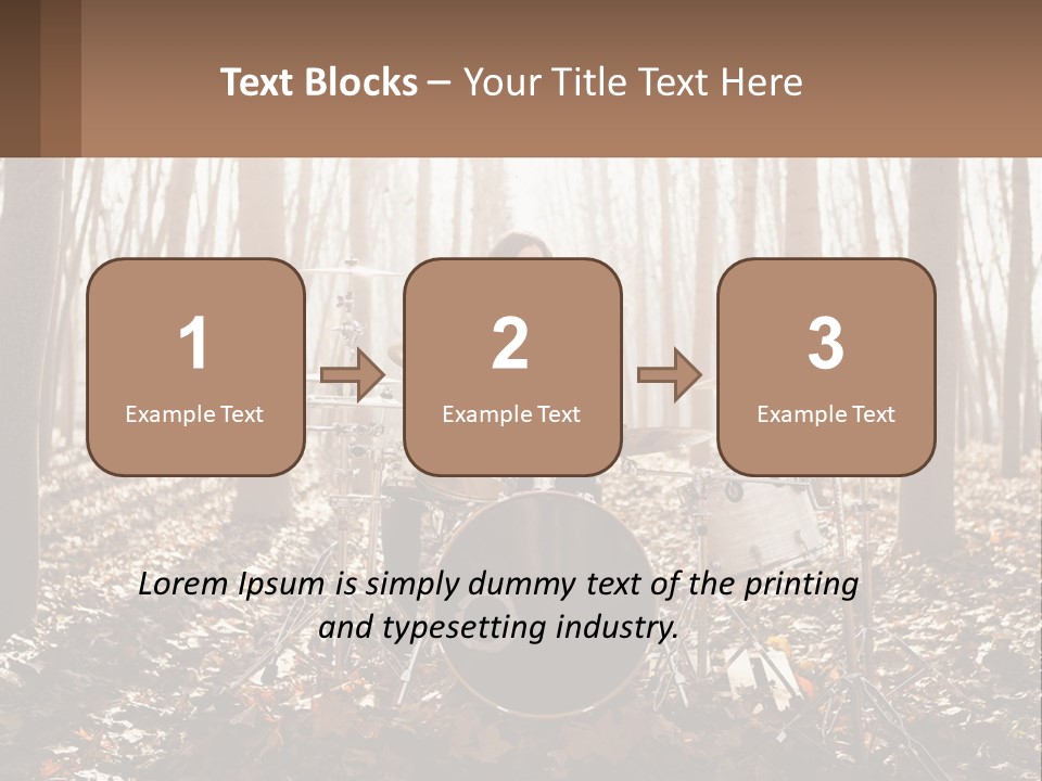 A Woman Is Playing Drums In The Woods PowerPoint Template