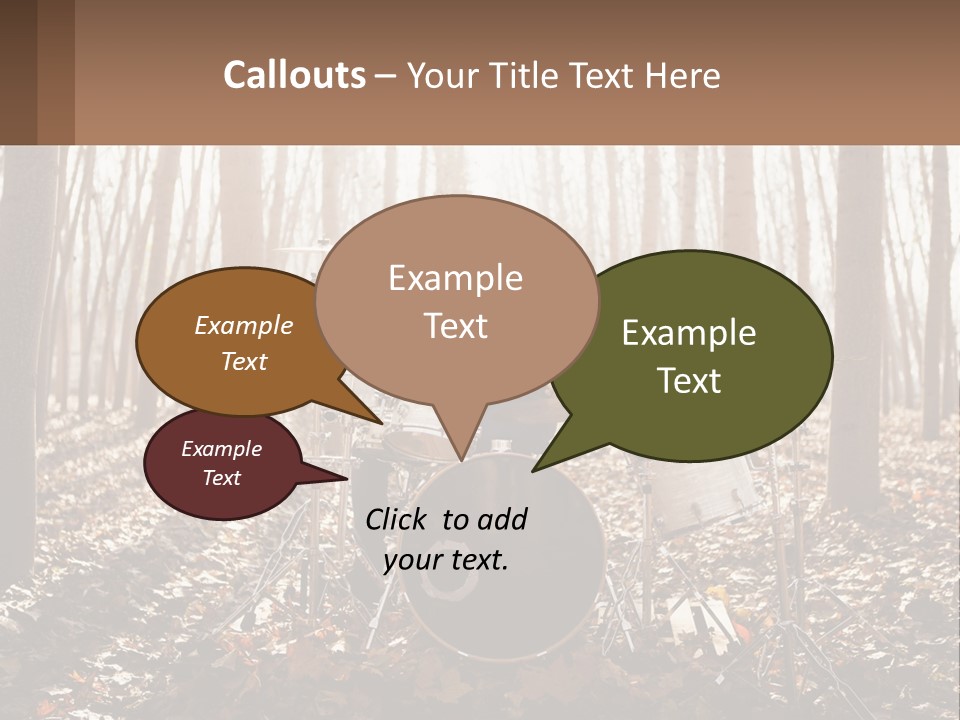 A Woman Is Playing Drums In The Woods PowerPoint Template