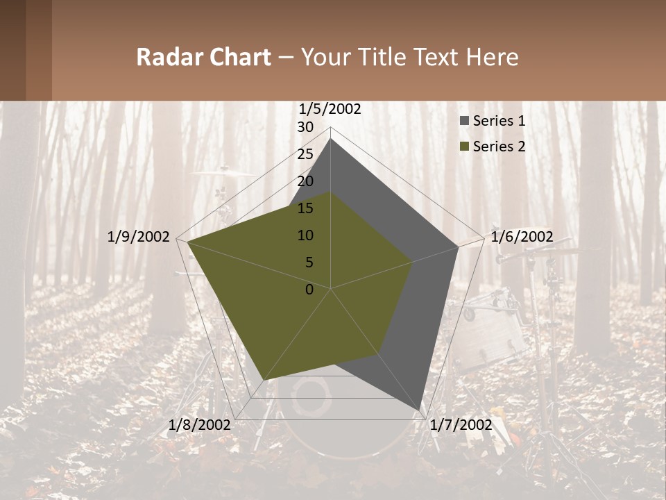 A Woman Is Playing Drums In The Woods PowerPoint Template