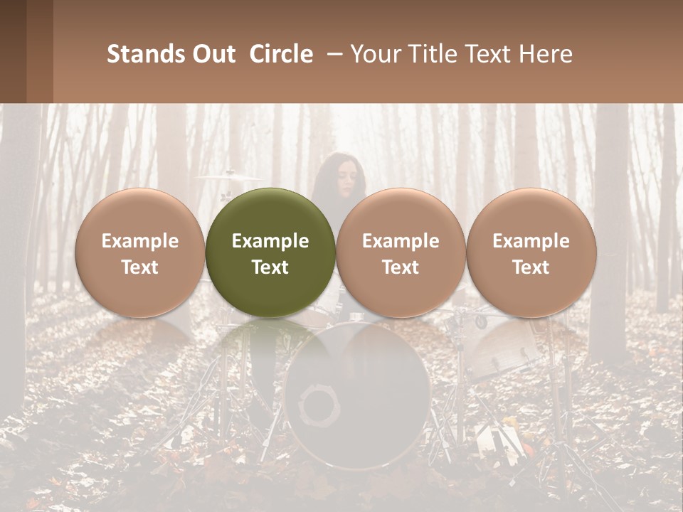 A Woman Is Playing Drums In The Woods PowerPoint Template
