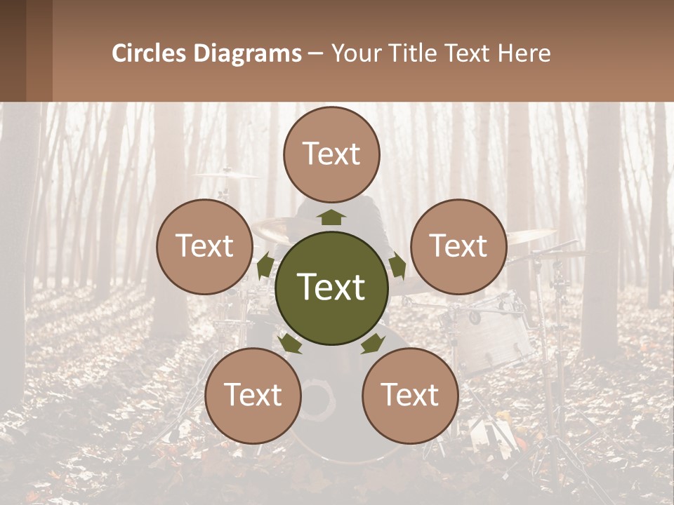 A Woman Is Playing Drums In The Woods PowerPoint Template