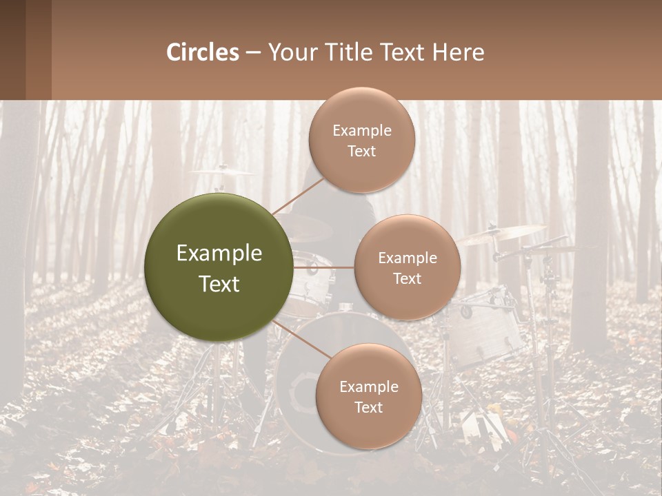 A Woman Is Playing Drums In The Woods PowerPoint Template
