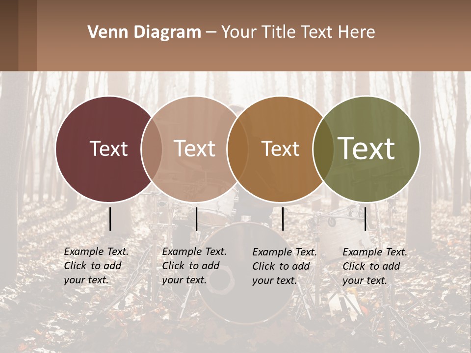 A Woman Is Playing Drums In The Woods PowerPoint Template