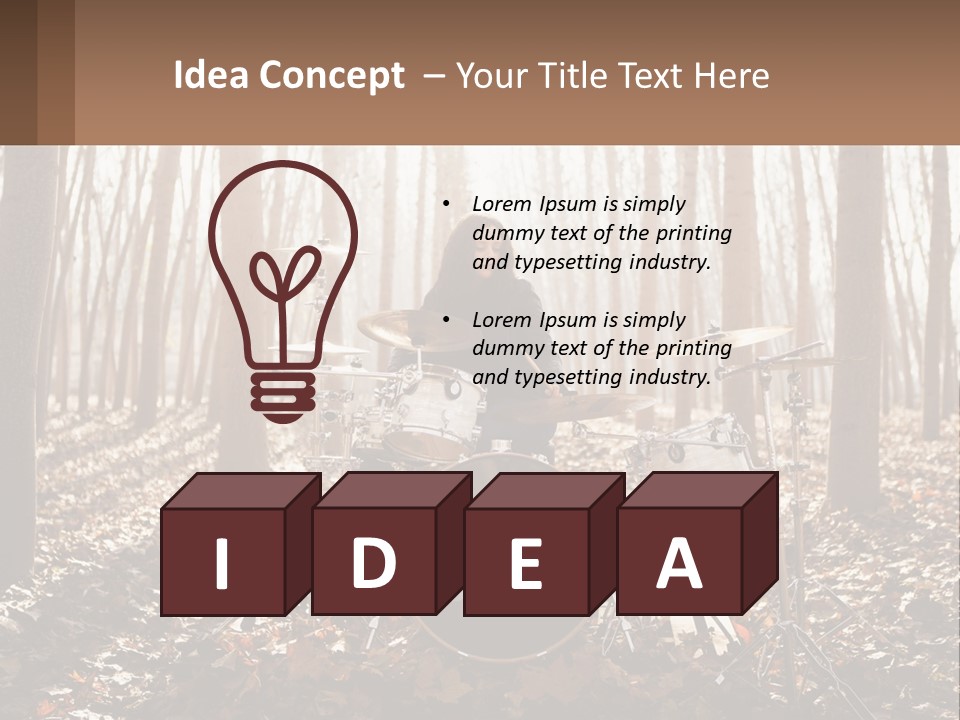 A Woman Is Playing Drums In The Woods PowerPoint Template