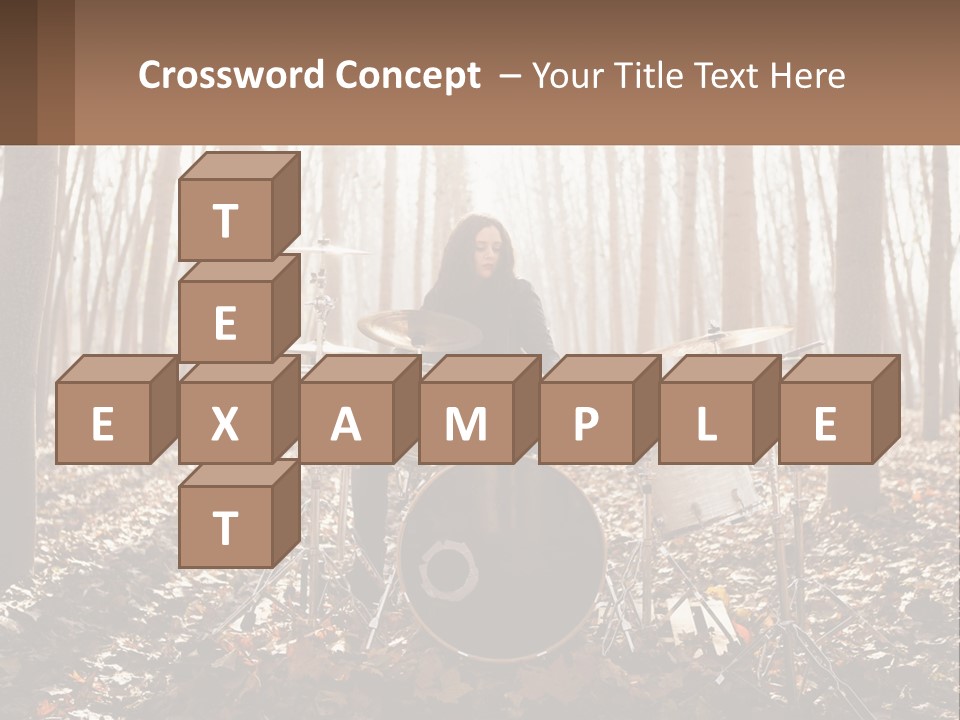A Woman Is Playing Drums In The Woods PowerPoint Template