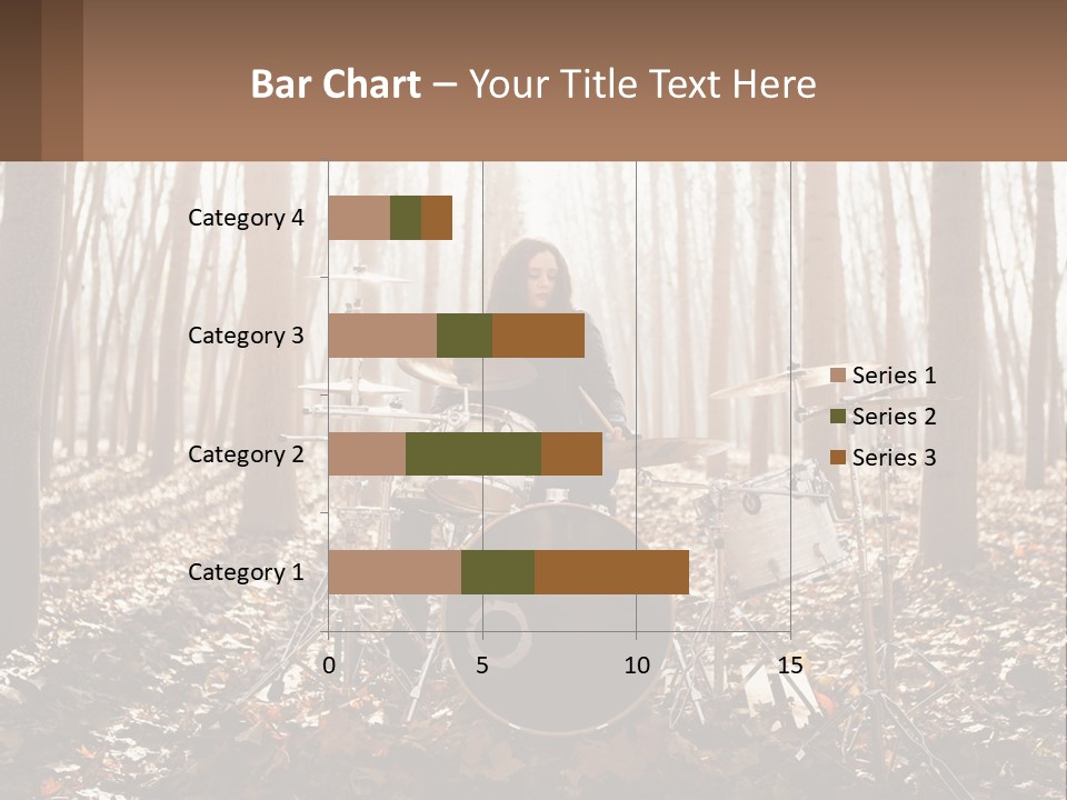 A Woman Is Playing Drums In The Woods PowerPoint Template