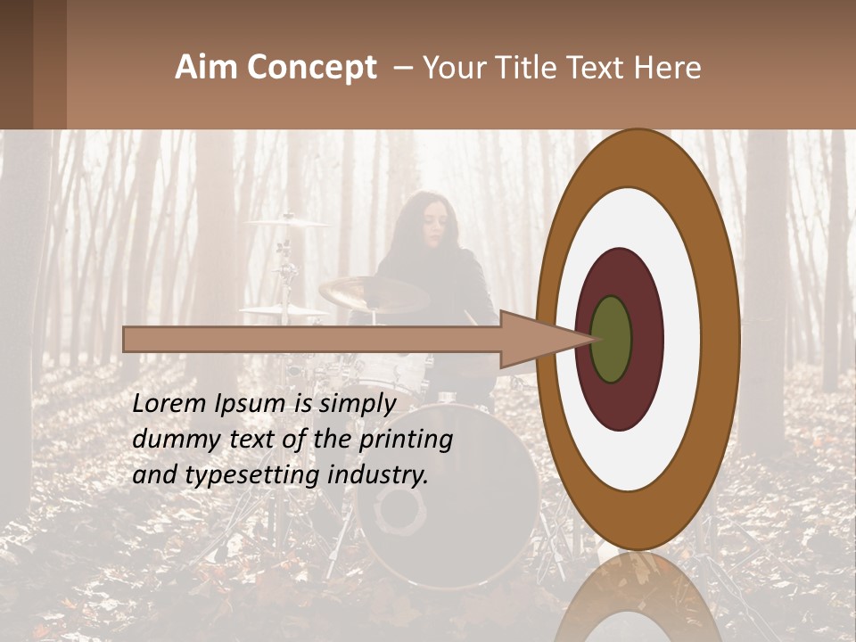 A Woman Is Playing Drums In The Woods PowerPoint Template