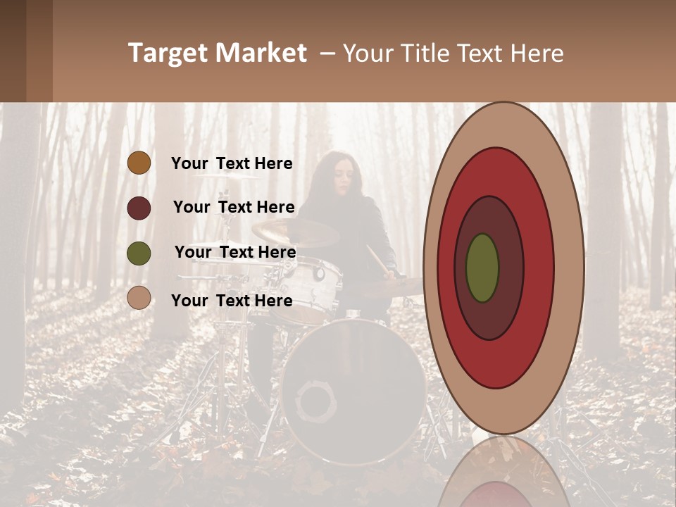 A Woman Is Playing Drums In The Woods PowerPoint Template