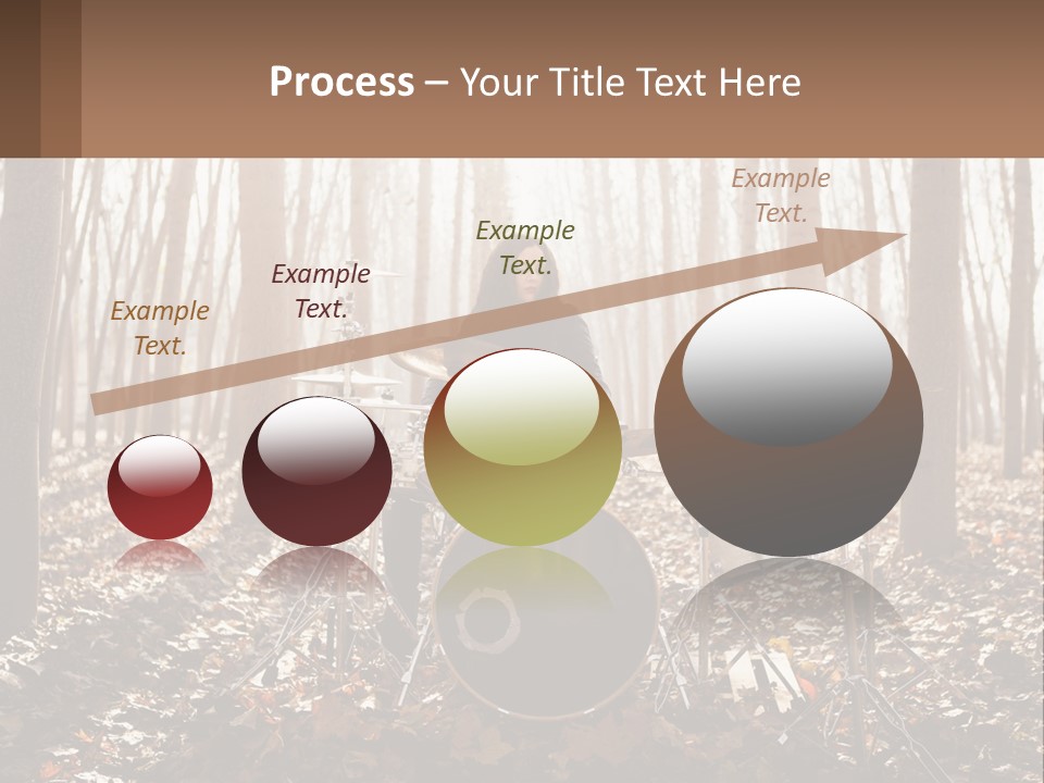 A Woman Is Playing Drums In The Woods PowerPoint Template
