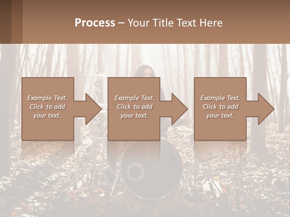 A Woman Is Playing Drums In The Woods PowerPoint Template