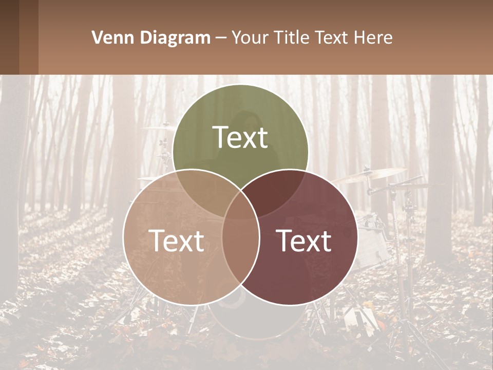 A Woman Is Playing Drums In The Woods PowerPoint Template