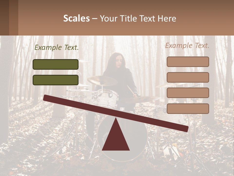 A Woman Is Playing Drums In The Woods PowerPoint Template