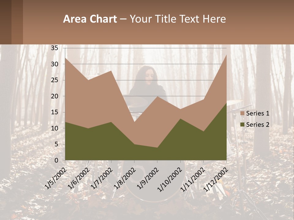 A Woman Is Playing Drums In The Woods PowerPoint Template