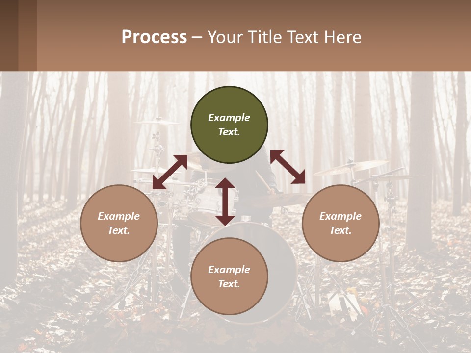 A Woman Is Playing Drums In The Woods PowerPoint Template