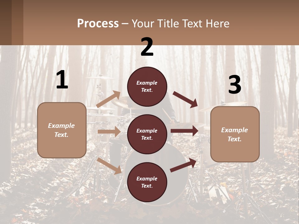 A Woman Is Playing Drums In The Woods PowerPoint Template