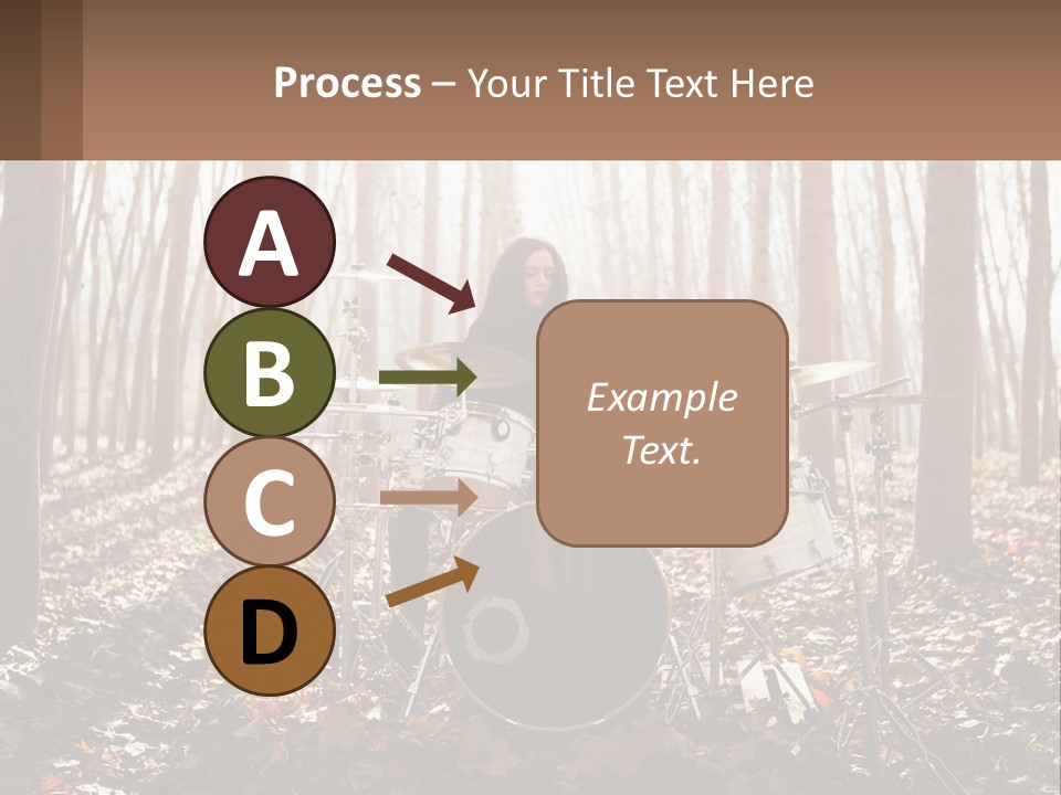 A Woman Is Playing Drums In The Woods PowerPoint Template