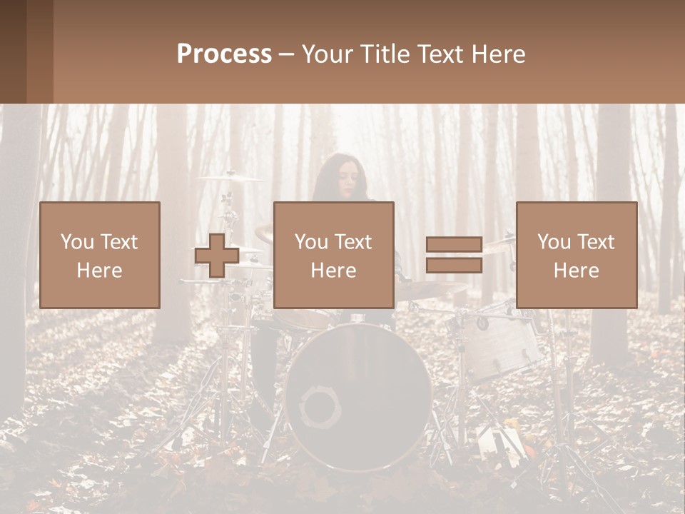 A Woman Is Playing Drums In The Woods PowerPoint Template