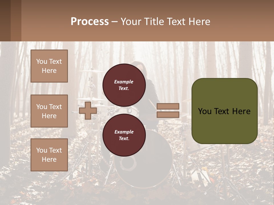 A Woman Is Playing Drums In The Woods PowerPoint Template