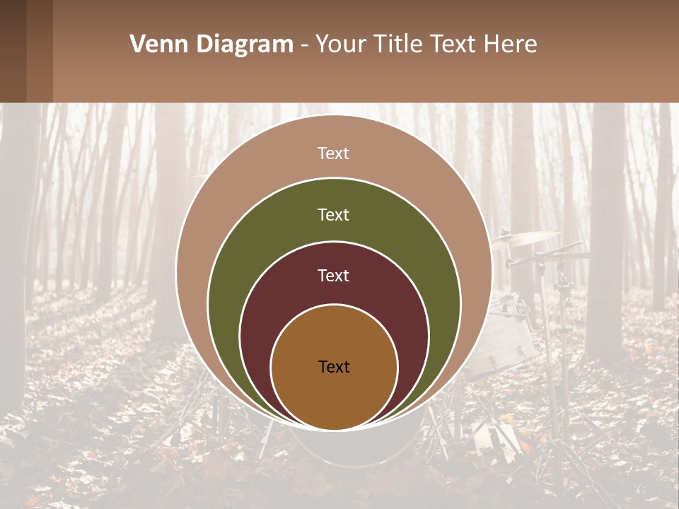 A Woman Is Playing Drums In The Woods PowerPoint Template