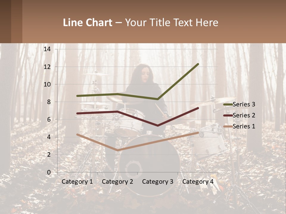 A Woman Is Playing Drums In The Woods PowerPoint Template