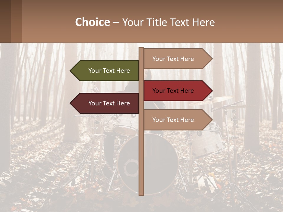A Woman Is Playing Drums In The Woods PowerPoint Template