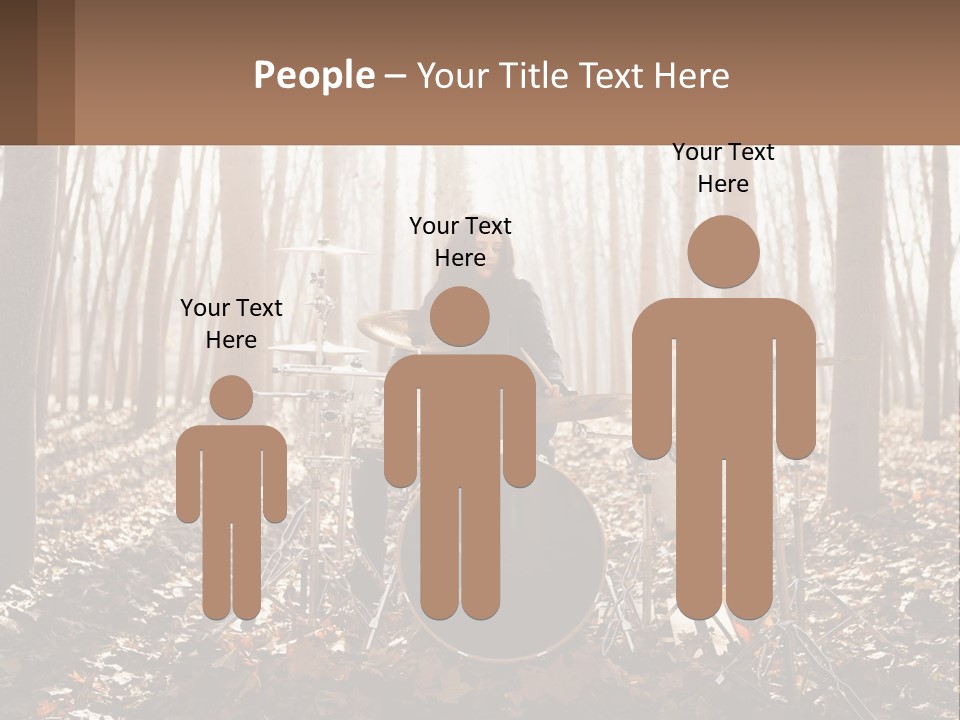 A Woman Is Playing Drums In The Woods PowerPoint Template