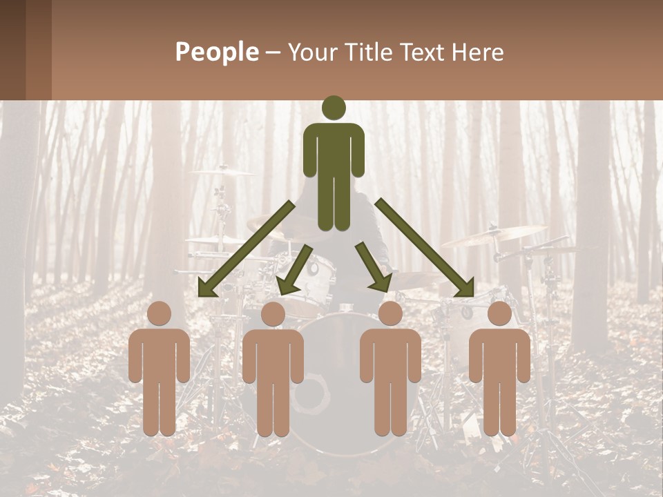 A Woman Is Playing Drums In The Woods PowerPoint Template