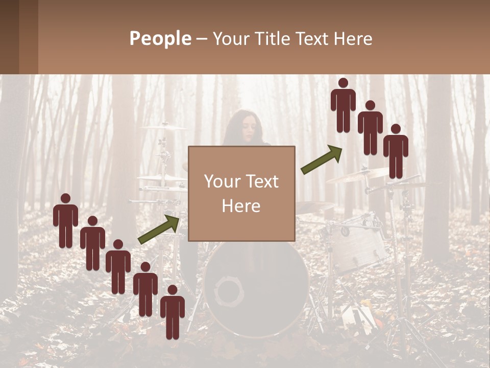 A Woman Is Playing Drums In The Woods PowerPoint Template