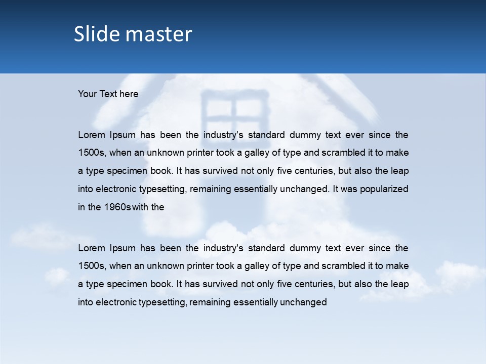 A Cloud Shaped House With A Blue Sky In The Background PowerPoint Template