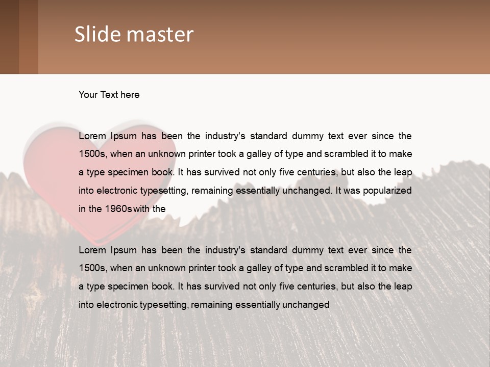 A Red Heart Sitting On Top Of A Wooden Table PowerPoint Template